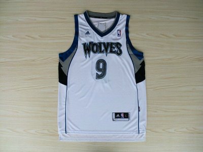 Maillot De Basket Minnesota Timberwolves Ricky Rubio 9 Tissus Sportif Fans Edition Blanc
